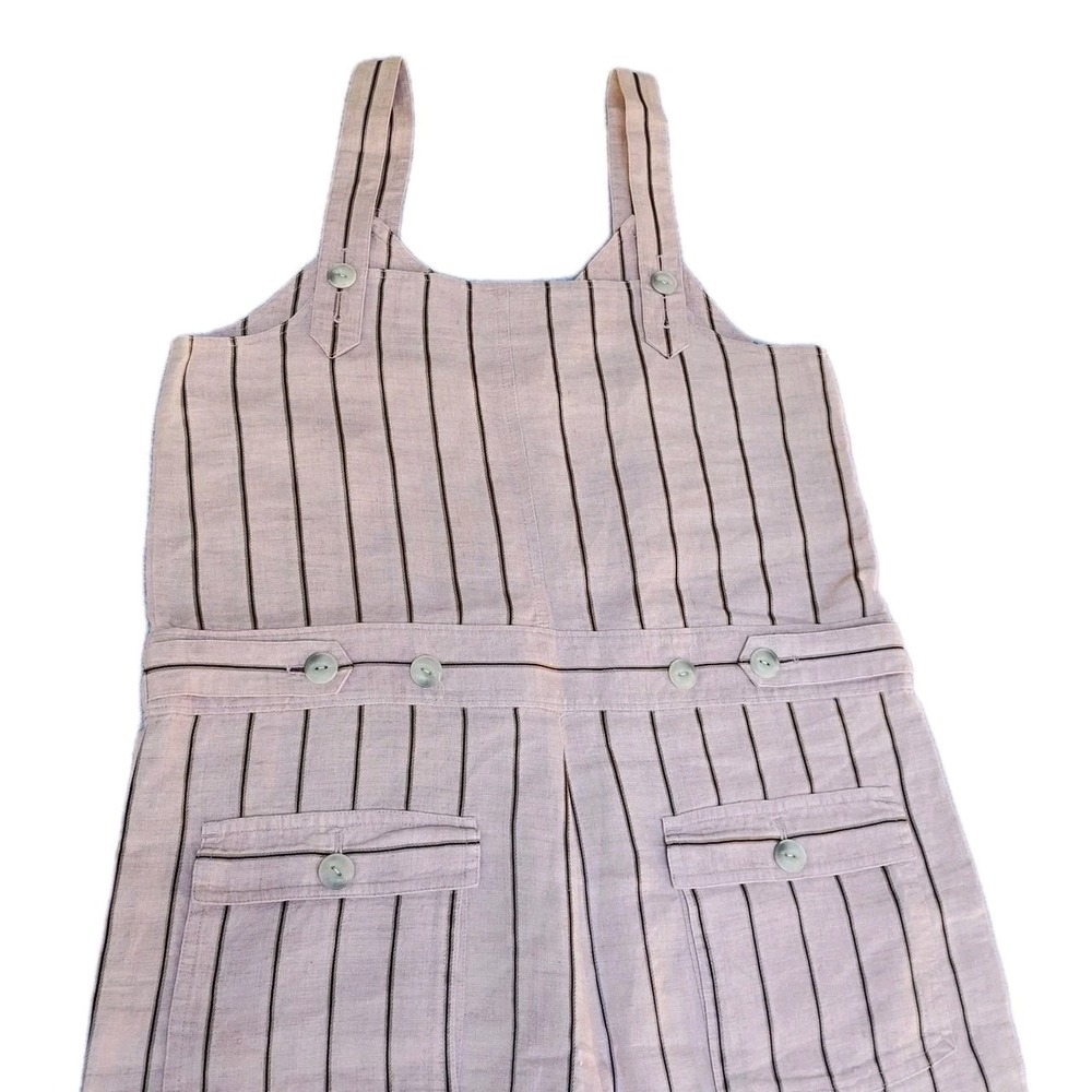 Rag & bone Nina Tank Linen blend Jumpsuit Overalls in Pinstripe Pink Size 2